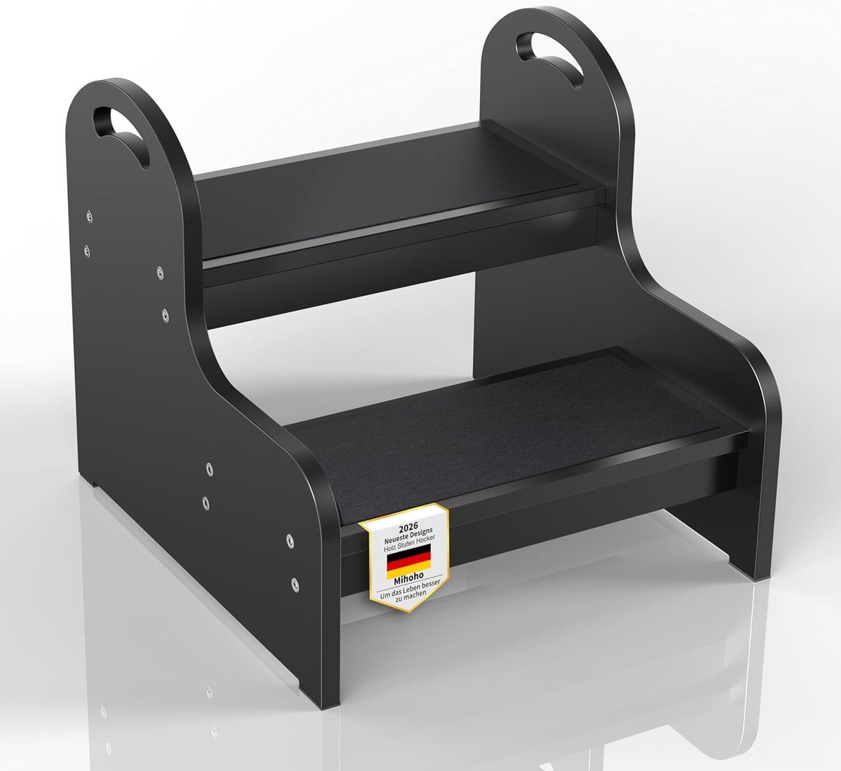 Verstelbare 2-treden ladder voor kinderen en volwassenen, antislip, ideaal voor badkamer, keuken en toiletgebruik