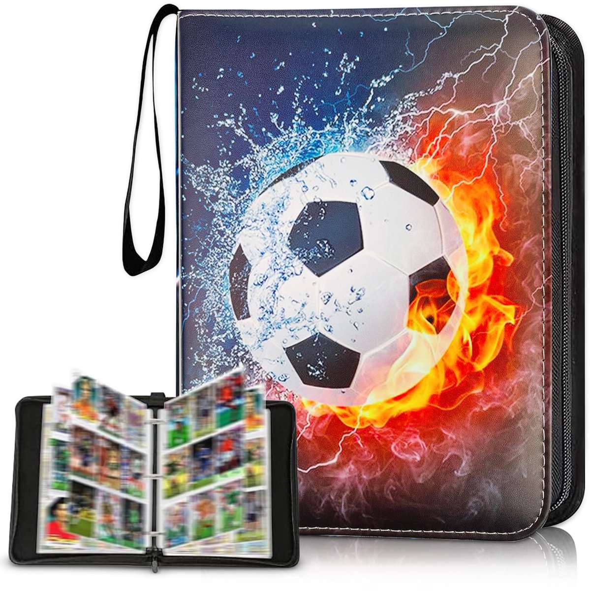 SnelShoppen - Verzamelkaartenalbum 50 pagina's voor 900 voetbalkaarten, stevig verzamelboek, multifunctionele map, ideaal voor sportliefhebbers en kin