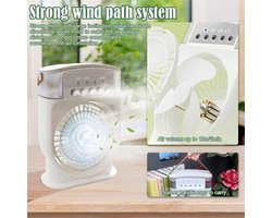 SnelShoppen - Draagbare Mini-Airconditioning 4-in-1, Stil Waterkoeler Ventilator, Oplaadbaar Luchtbevochtiger Type C met Timer voor Thuis, Camping, Tu