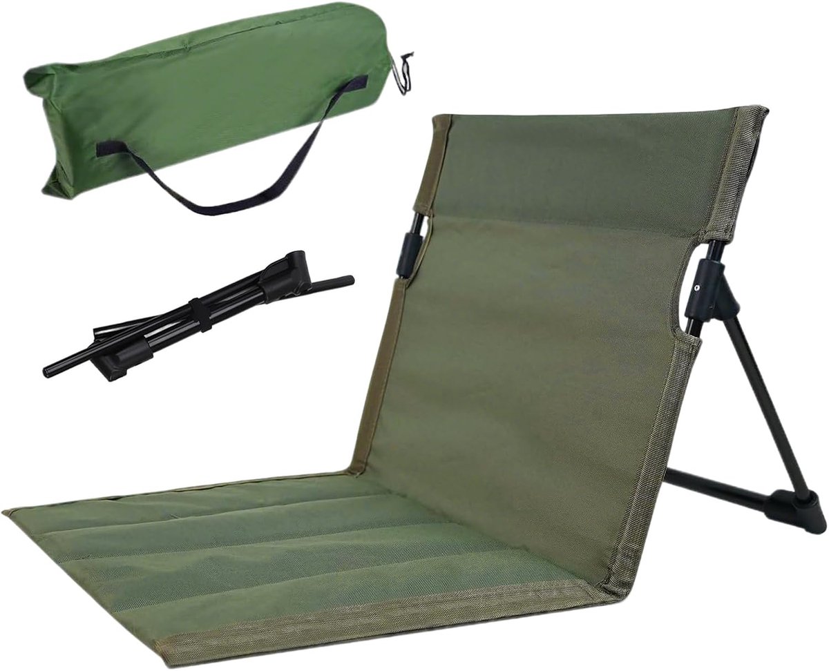 SnelShoppen - Inklapbare Strandstoel - Lichtgewicht Vloerligstoel met Rugleuning - Stabiel en Comfortabel voor Camping, Tuin, Strand en Feest - Ideaal