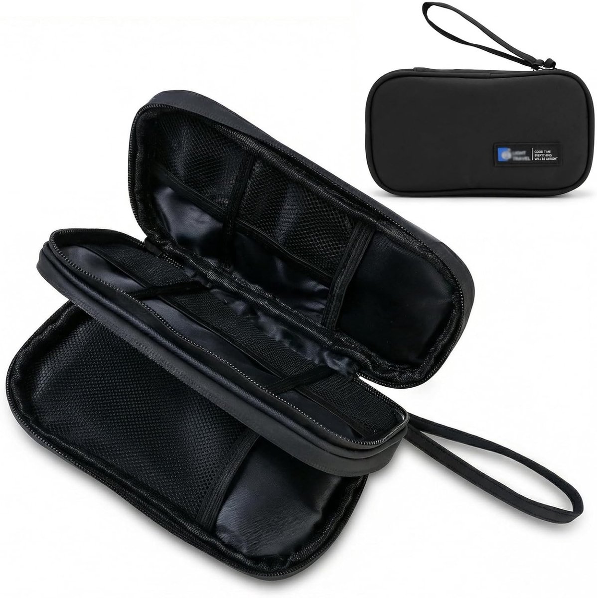 Kabels en accessoires organizer voor opladers en elektronische apparaten, zwart, 19 x 11 x 4 cm, ideaal voor reizen en thuisgebruik