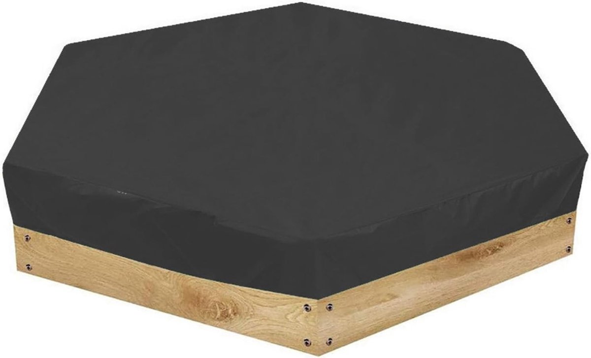 Waterdichte hexagonale zandbakhoes met trekkoord, stofdicht en UV-bestendig, ideale bescherming voor buiten, zandbak en zand speelgoed (140 x 120 x 20 cm)