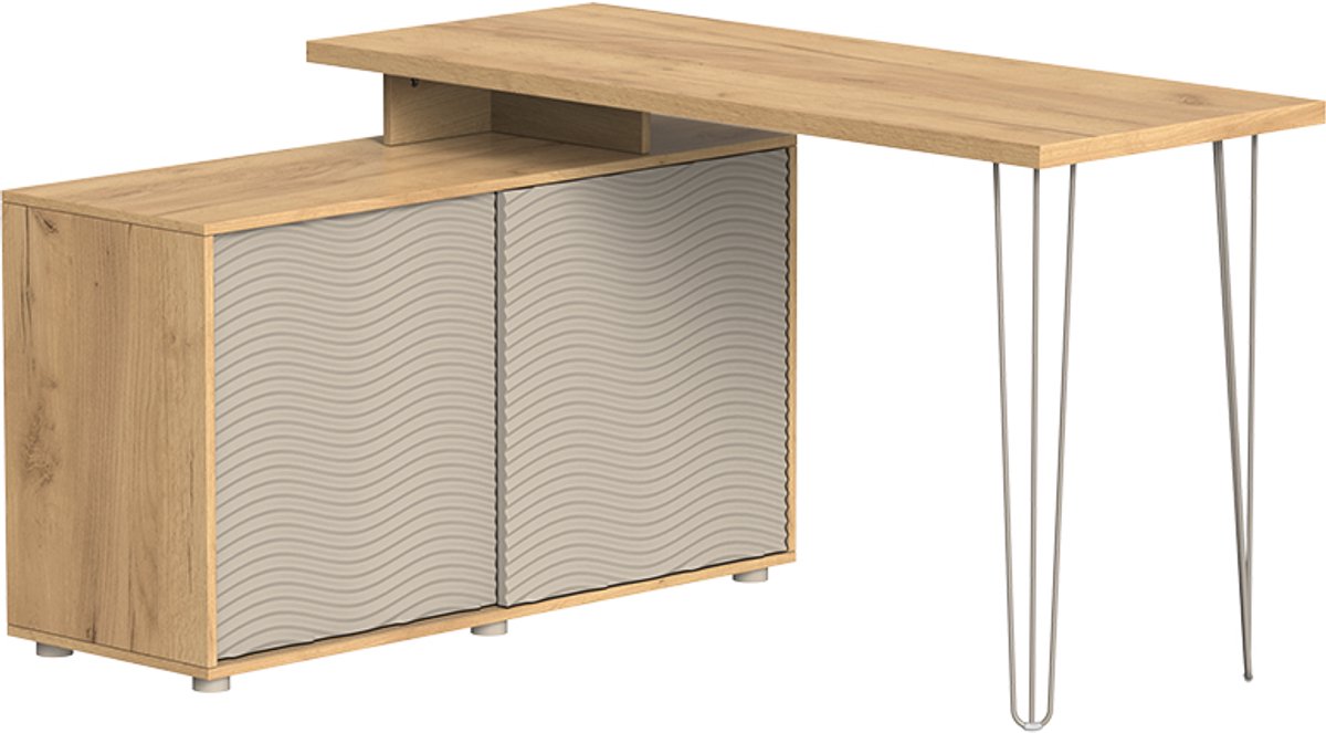 Vicco Notivo Hoekbureau – 135 x 55 cm met archiefkast Kasjmier