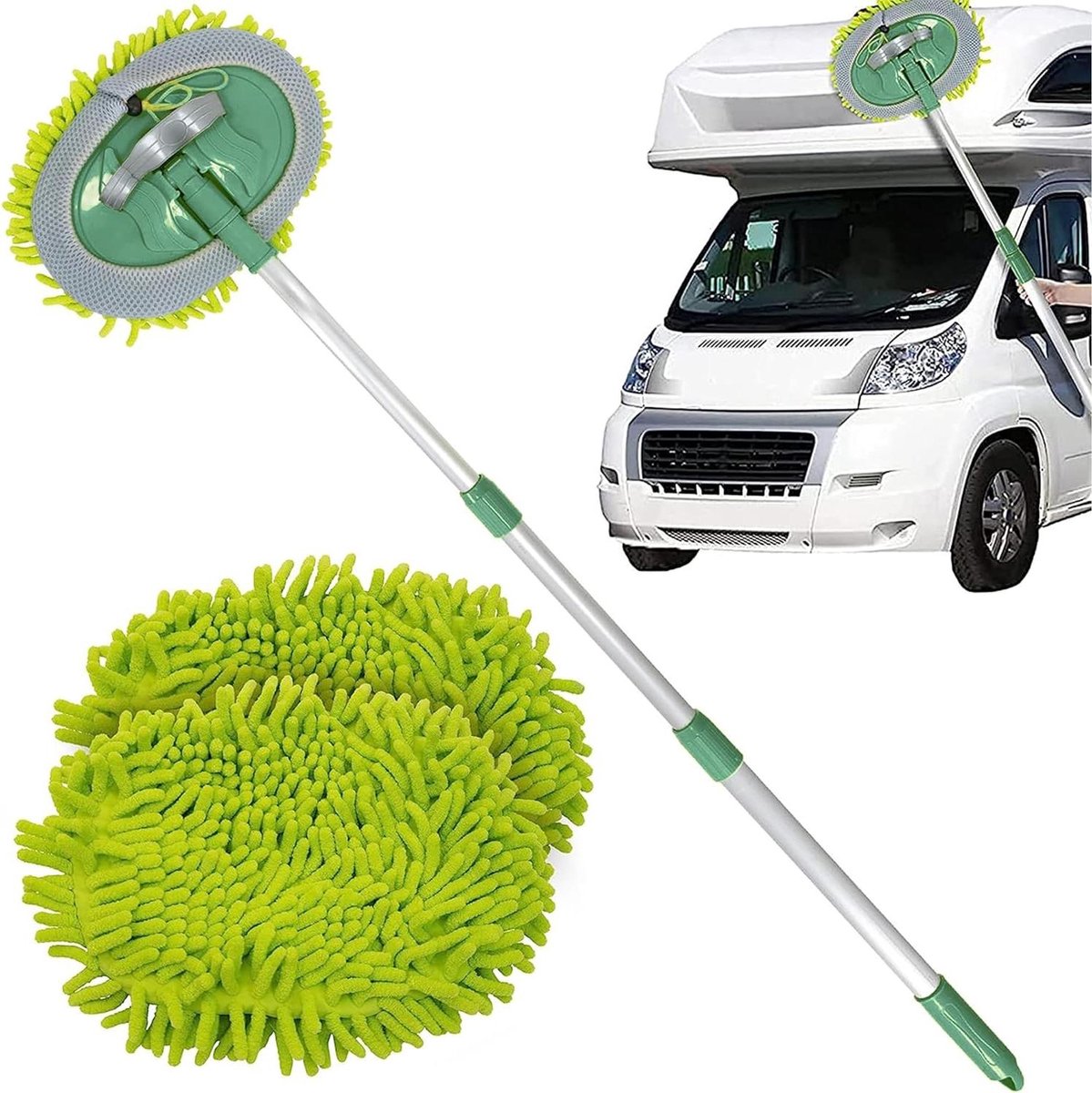 Auto Was Mop - Reinigingsset Voertuig - Voertuig Onderhoud - Krasvrije Microvezel - 60-106 cm - Groen