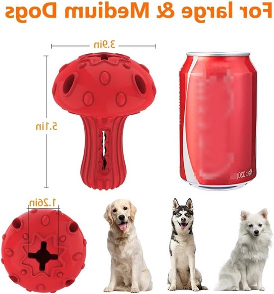 Onverwoestbare kauwspeeltjes voor honden, interactieve puzzel met tandreiniging en traktatiedispenser voor grote rassen (2 stuks)