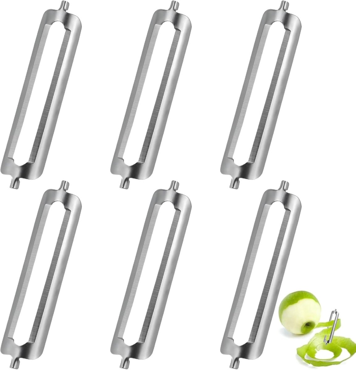 Set van 6 Vervangonderdelen en Reserve Messen voor Professionele Schilmesjes, Aardappelschilmes en Keukenaccessoires