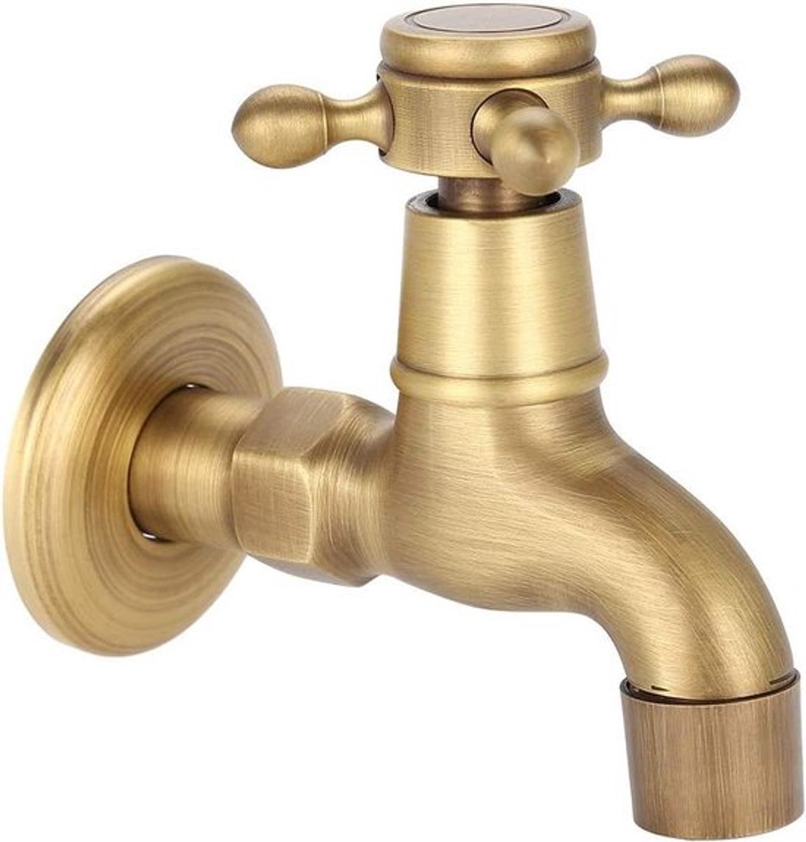 Massief messing kraan met afdichtingskussen voor badkamer en keuken - vintage ontwerp - enkele koudwaterkraan voor wandmontage - uitloopventiel voor toilet, mop zwembadkranen.