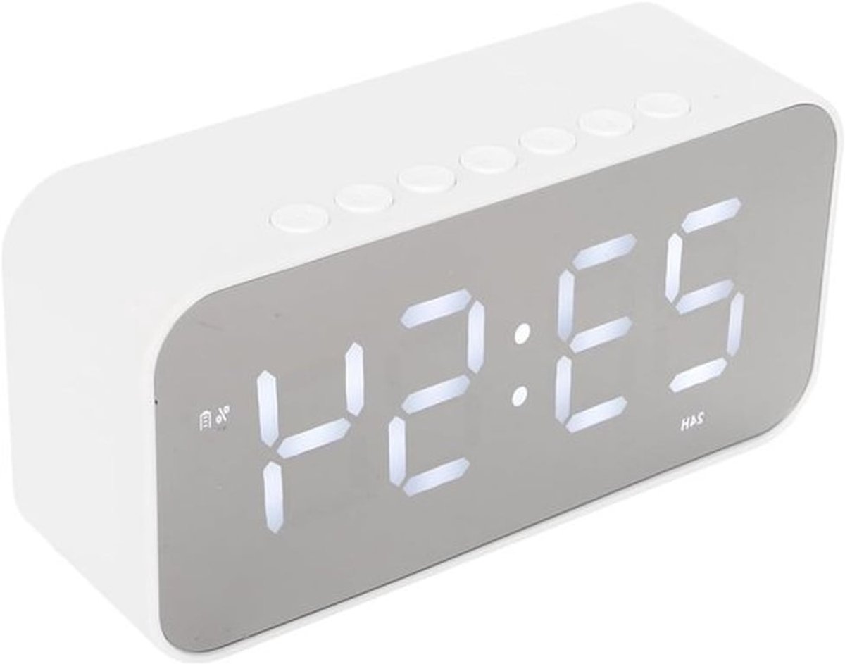 Draadloze Bluetooth Speakers met Alarmklok, Digitale Klok, FM Radio, Dubbele Alarmen en Spiegel LED Display voor de Slaapkamer