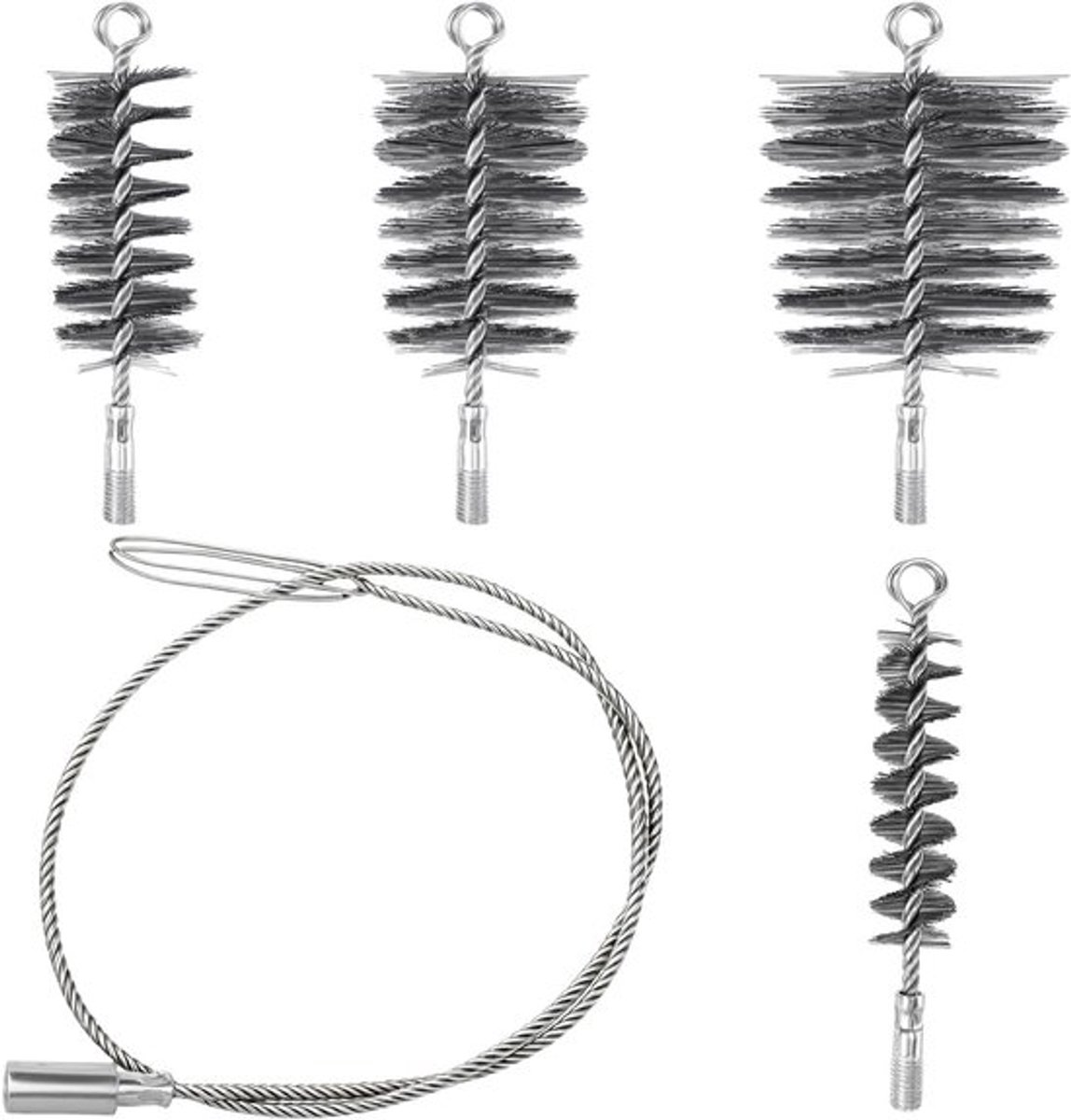 Set van 5 Schoonmaakborstels voor Kachels en Schouwen - Ideaal voor het Reinigen van Schoorstenen en Verwarmingssystemen (30/50/80/150mm)