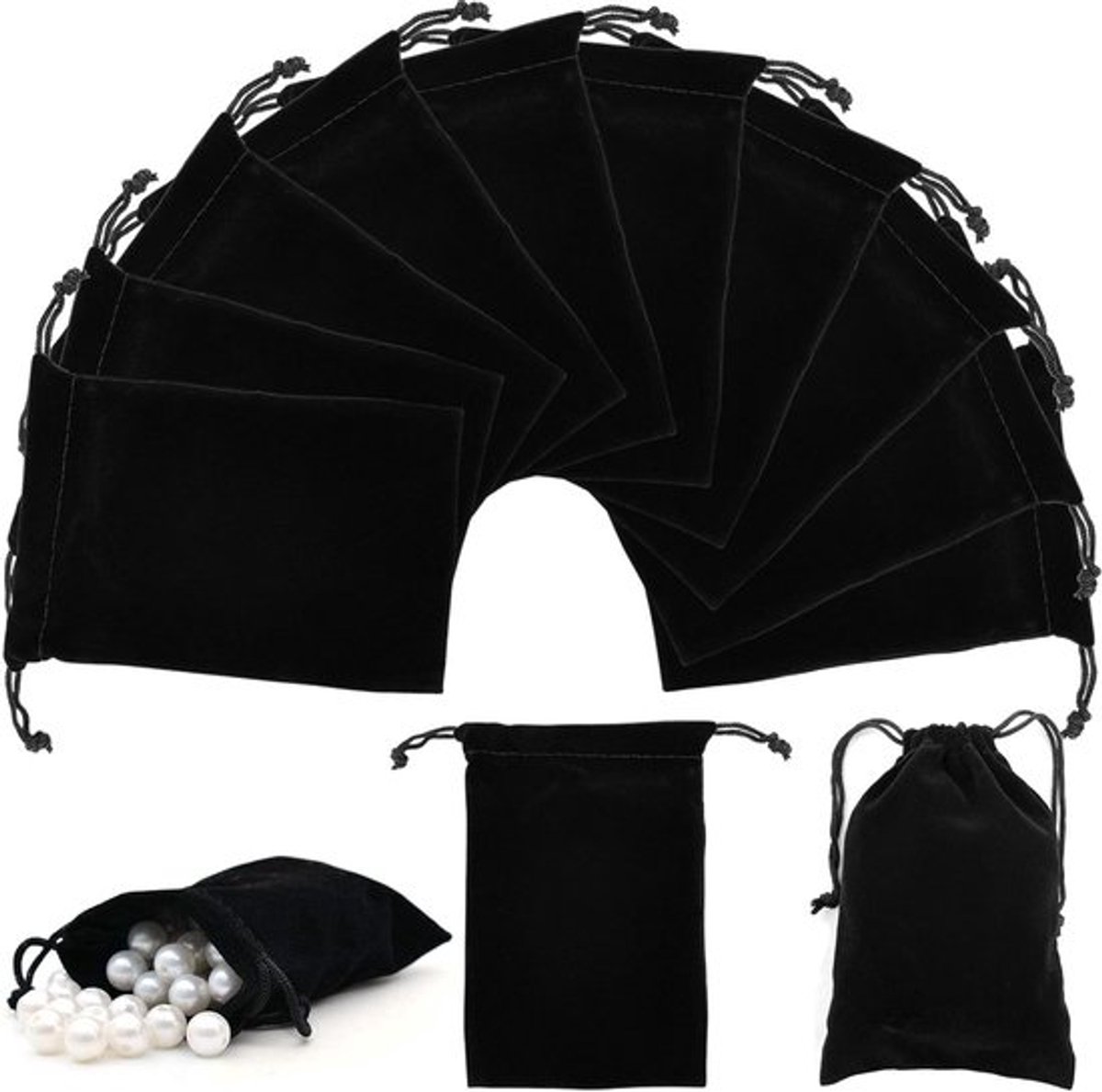 30 Stuks Fluwelen Trekzakjes voor Sieraden, Trouwerij, Feestjes en Cadeauverpakking (14 x 9.5 cm)