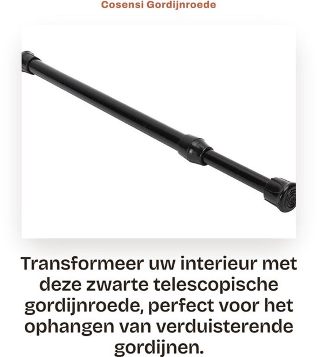 Gordijnroede Uitschuifbaar - Zwarte Gordijnroede - Antislipvoet - Duurzaam Koolstofstaal - Eenvoudig te Installeren - Verstelbare Lengte - Gordijnrail