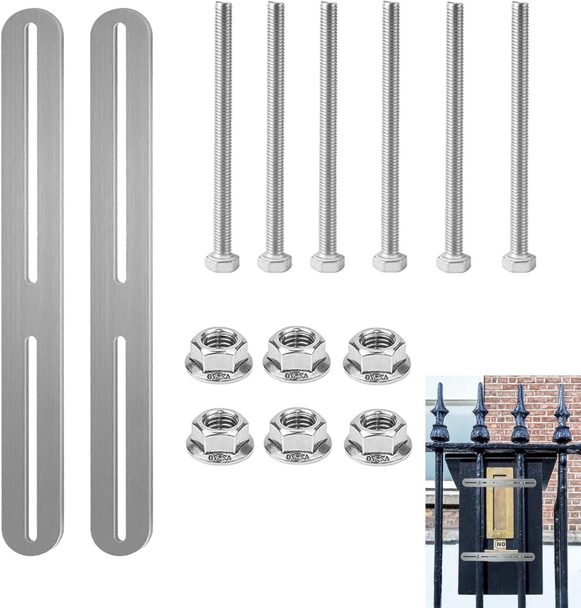 Set van 2 Buitenbrievenbussen van RVS, Inclusief Bevestigingsset en Montagekit voor Schutting, 36 x 24 mm Bevestiging