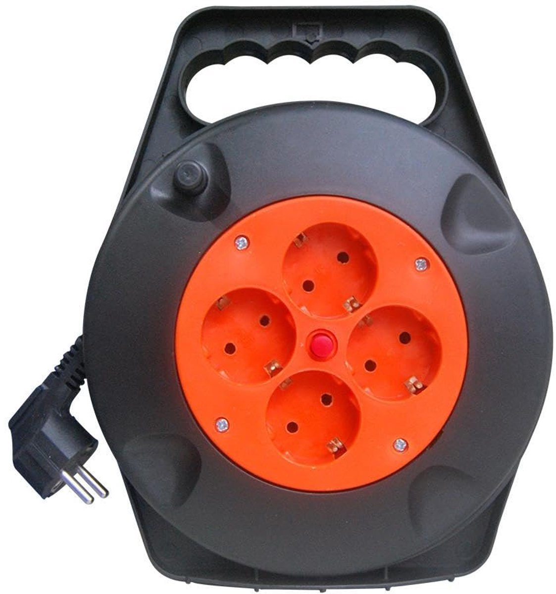 SnelShoppen - Kabelhaspel met 4 Stopcontacten, 3 g x 1,5 mm Koperen Kabel, Veiligheidsthermostaat, Belastbaar tot 3250 W, Ideaal voor Thuisgebruik, Tu