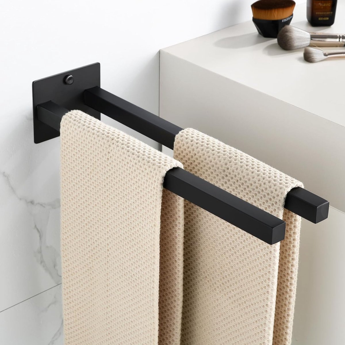 Handdoekhouder - zwart - modern design - eenvoudig te bevestigen - ShopVlot