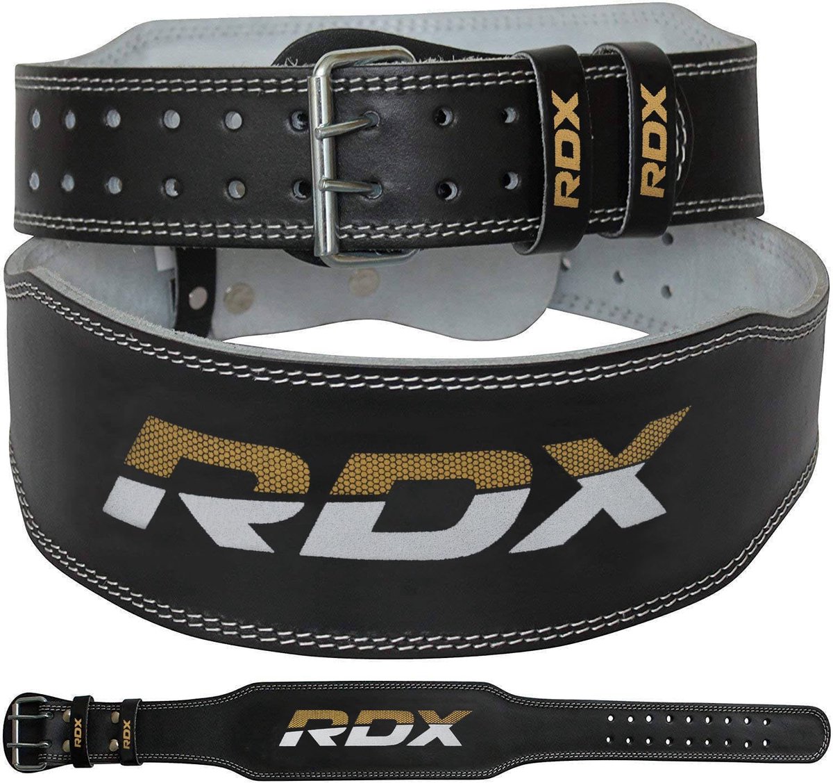 SnelShoppen - RDX 4" Gewichthefriem Leder | Krachttraining Riem voor Bodybuilding en Powerlifting | Rugsteun Gym Riem voor Gewichtheffen en Krachttrai