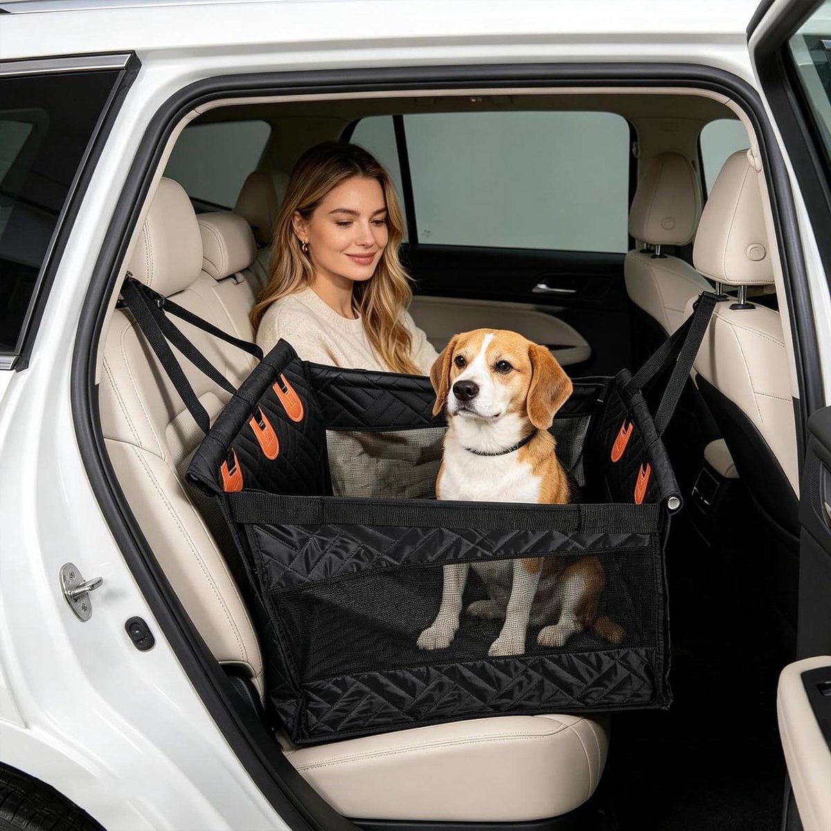 Hondenautostoel - Honden Zitje - Veilig Reizen - Verhoogde Achterbank - Tot 30kg - Zwart