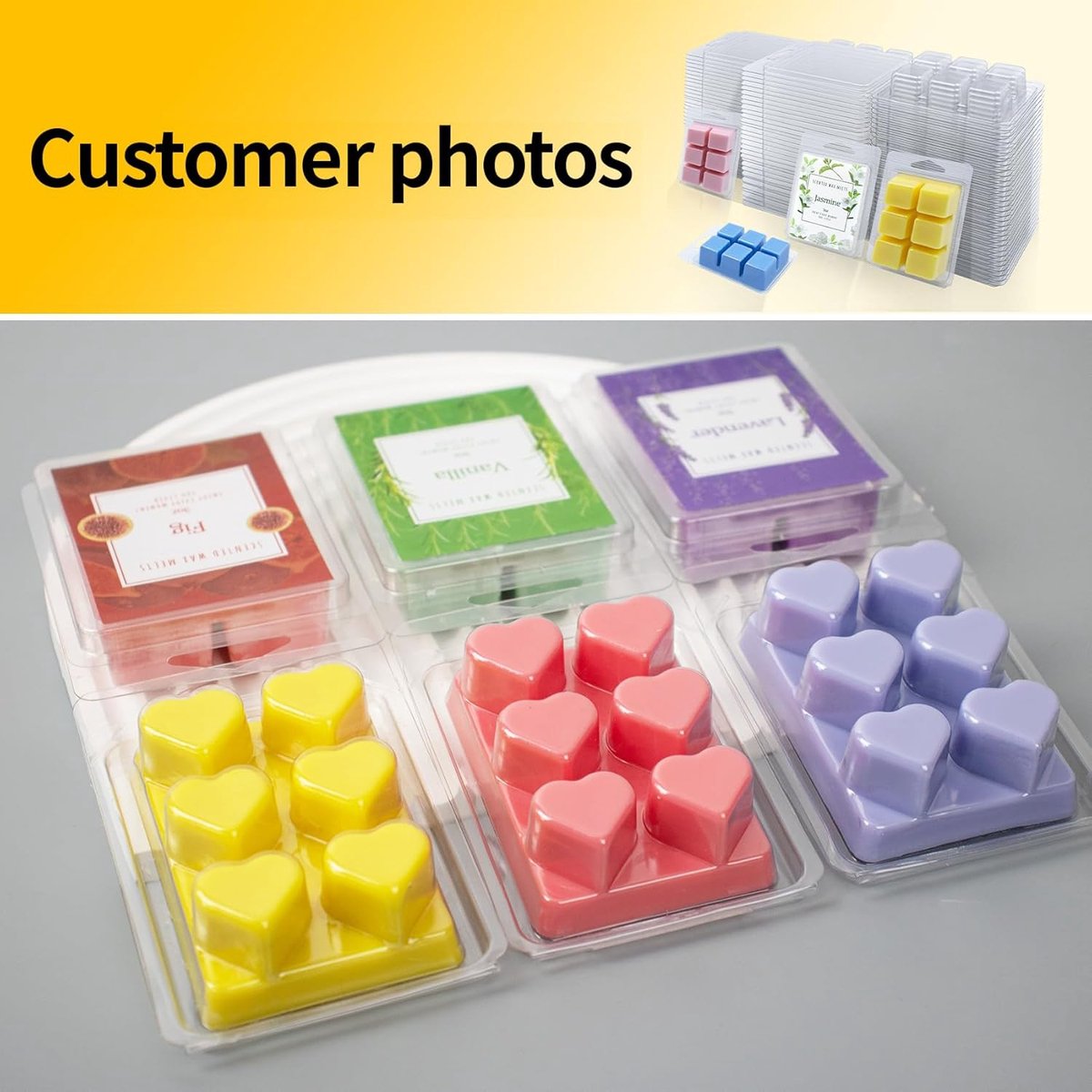 Wax Melt Mallen - Container Tray - Kaarsen Maken - 6 Holtes Vierkant - 30 Stuks - Helder
