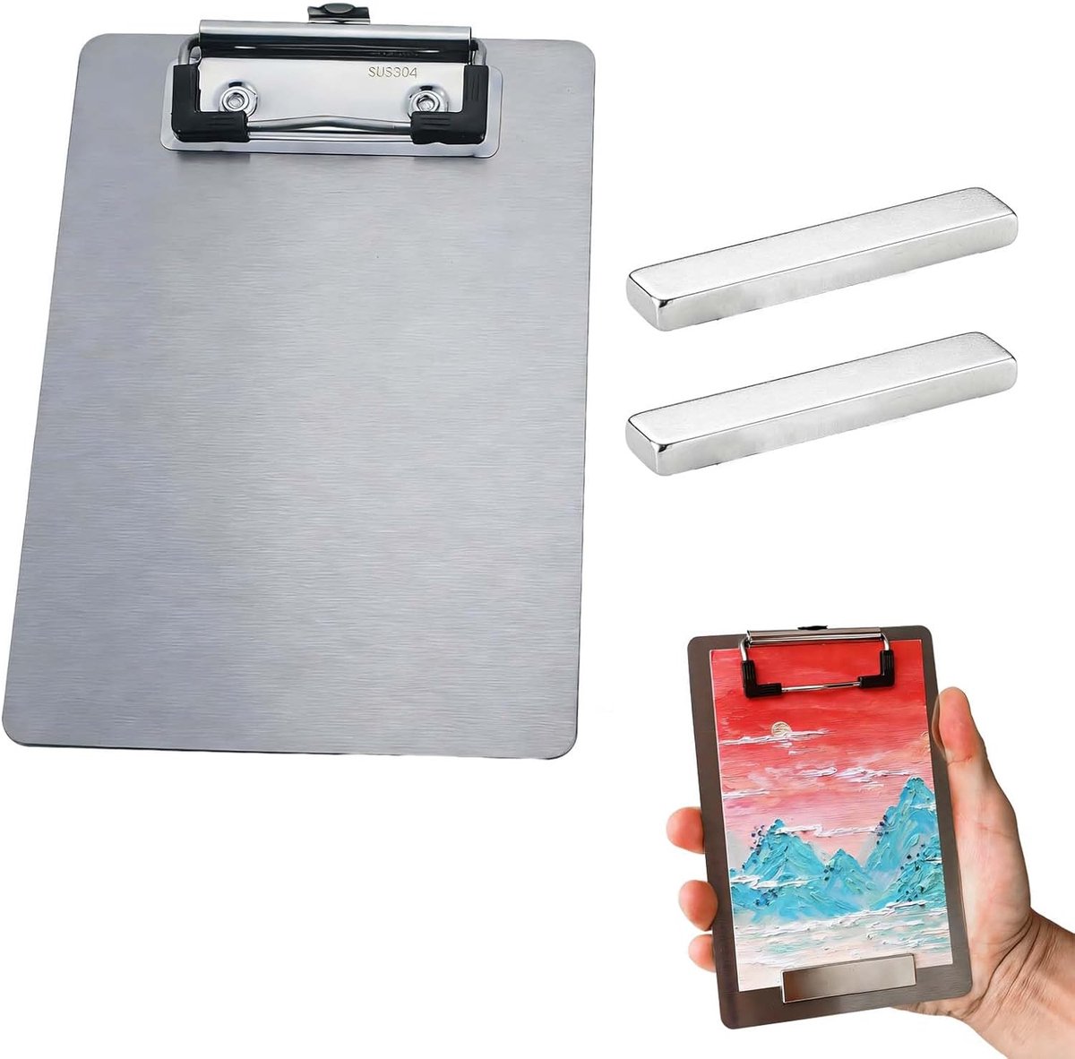 Papierclips met plaat - roestvrij staal 304 - sterke magnetische clip - ideaal voor kantoor en school - SnelShoppen