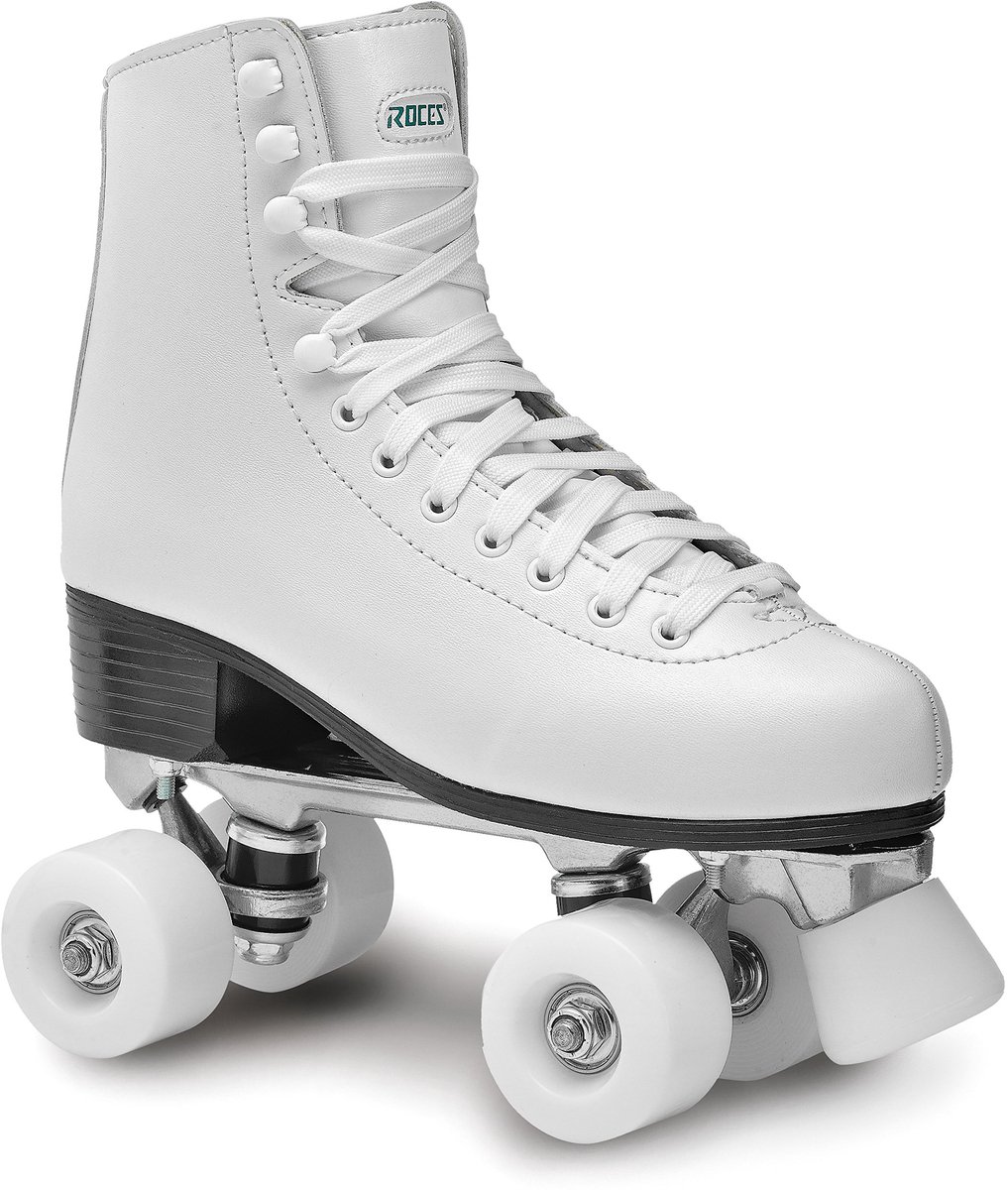 SnelShoppen - Rolschaatsen Uniseks Roces RC2 Classicroller 36 EU, Artistieke Skates, Wit, Duurzaam Synthetisch Leer, Voor Feest en Recreatie