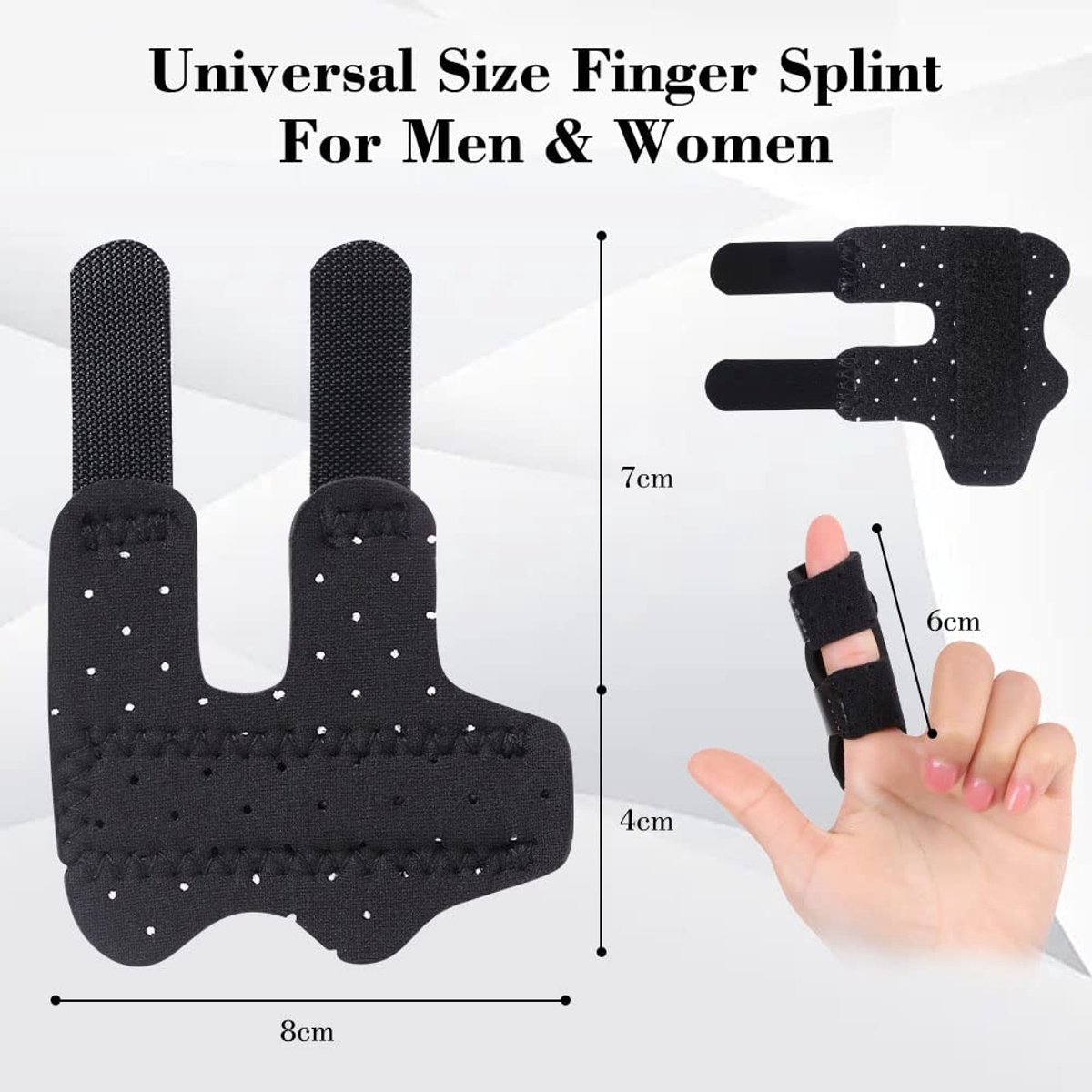Vinger Spalk - Vinger Stabilisator - Pijnverlichting Vinger - Verstelbare Steun - 2 Stuks - Zwart