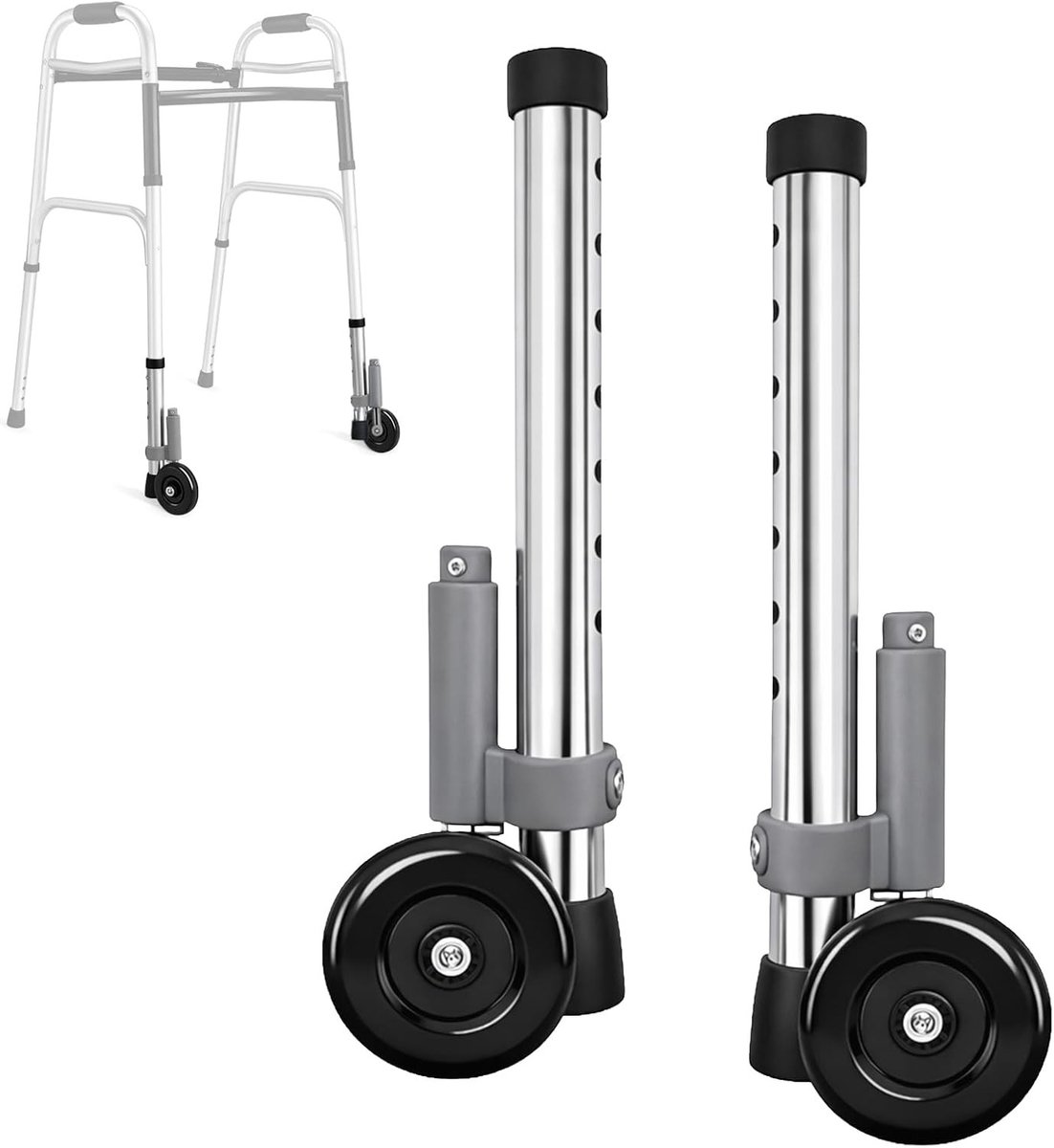 Achterrem met 3 inch wielen voor opvouwbare loopbruggen, stabiliteit en veiligheid voor senioren en gehandicapten, 1 paar reservewielen