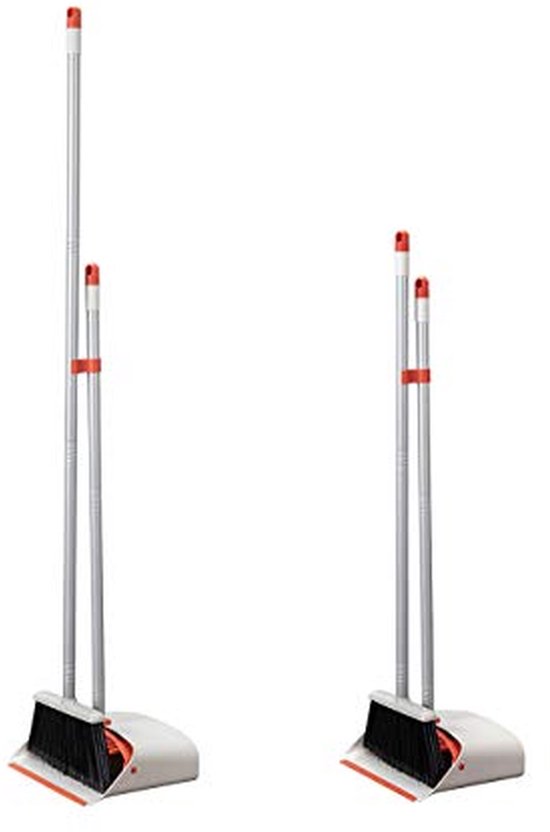 Stoffer en Blik - Veegset - Huishoudelijk Schoonmaken - Lange Uitschuifbare Steel - 137 cm - Rood — afbeelding 3