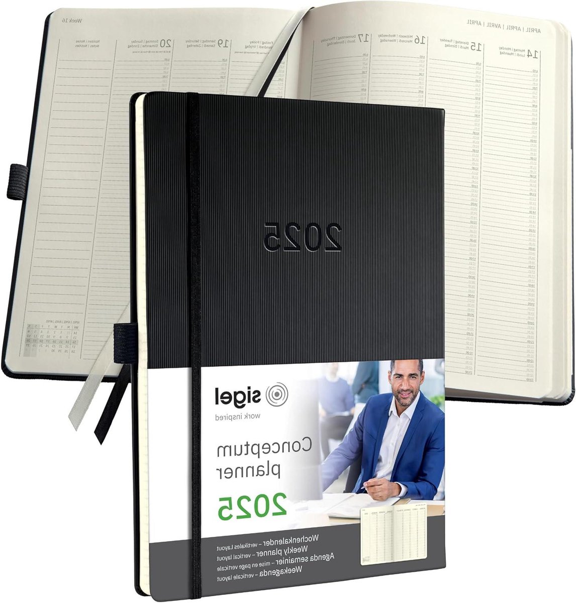 Weekkalender 2025 - Planningboek - Afspraken Plannen - Verticale Indeling - A4+ - Zwart