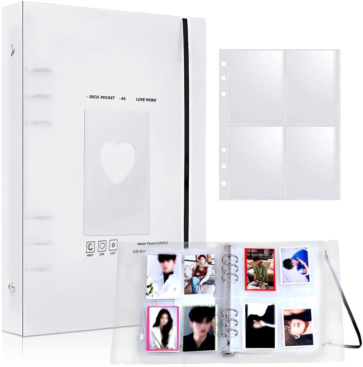 Photo Card Album met 25 Bladen en 200 Compartimenten | A5 Foto Kaarten Mappen, Foto Album, Verzamelalbum voor Kpop Foto Kaarten en Memorabilia
