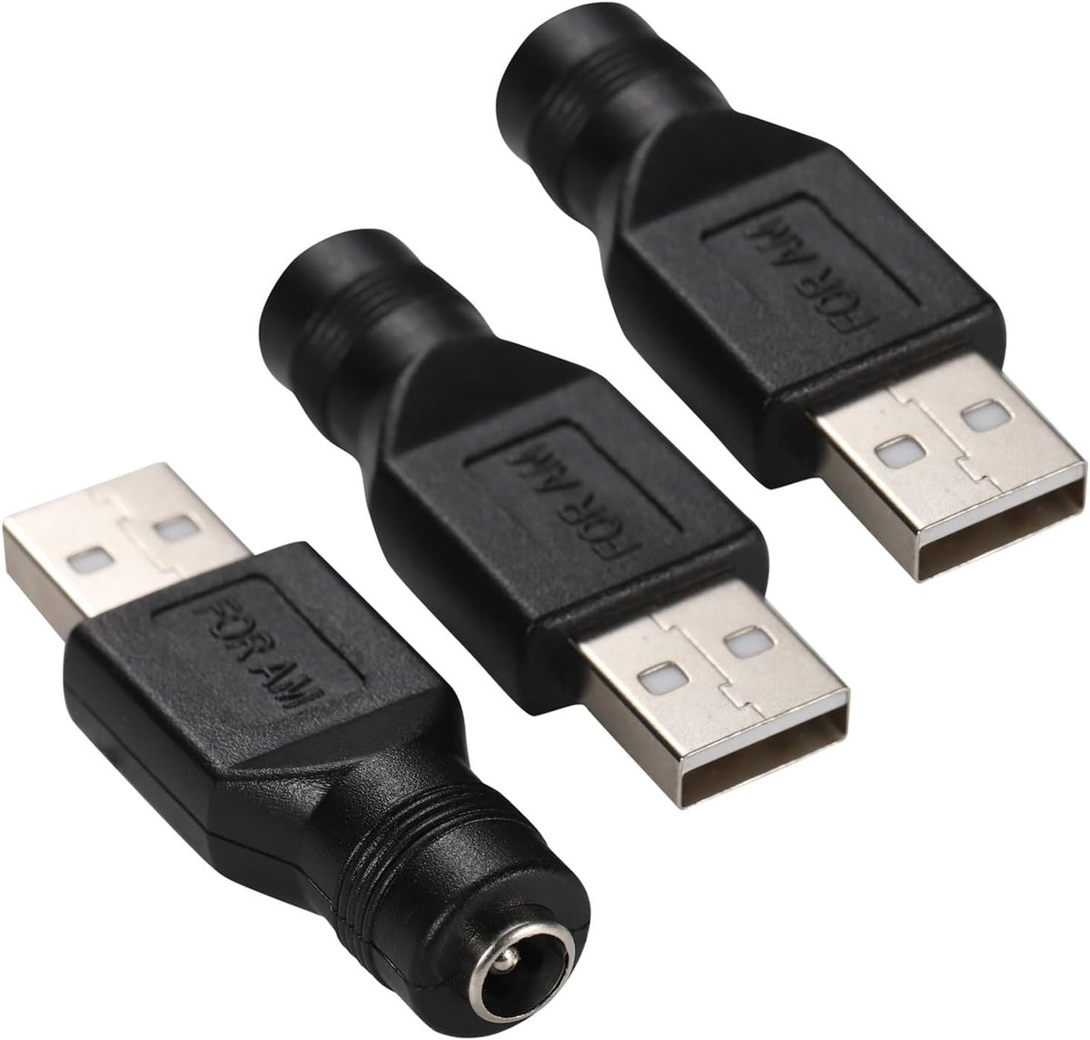 3Pc USB naar DC Voedingsadapter, USB 2.0 Mannelijk naar DC 5.5mm x 2.1mm Vrouwelijk 5V Connector Converter voor Elektronische Apparaten