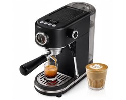 SnelShoppen - HIBREW H10B Espressomachine Programmeerbaar met Led-Display, Manometer, RVS, Zwart, Perfect voor Koffieliefhebbers in Keuken, Thuis, Kan