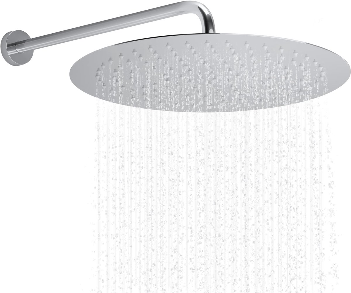 SnelShoppen - Regendouchekop 40 cm Ronde Inbouwdouchekop van Roestvrij Staal met Anti-Kalksproeiers, Bombestendige Douchearm voor Luxe Douche Ervaring