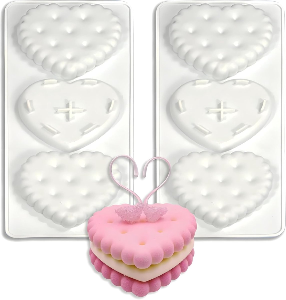Hartvormige siliconen bakvormen voor sandwiches en koekjes, set van 6, ideaal voor feestjes en creatieve baksels