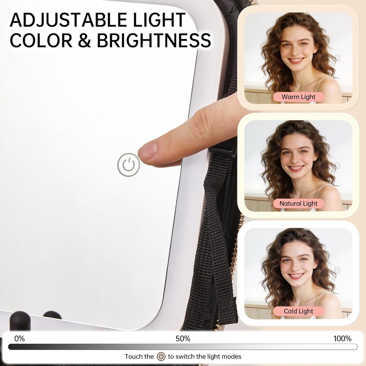 SnelShoppen - DaizySight Make-up Tas voor Reis met Afneembare LED Lichtspiegel, Cosmetische Organizer met Grote Capaciteit, Verstelbare Compartimenten