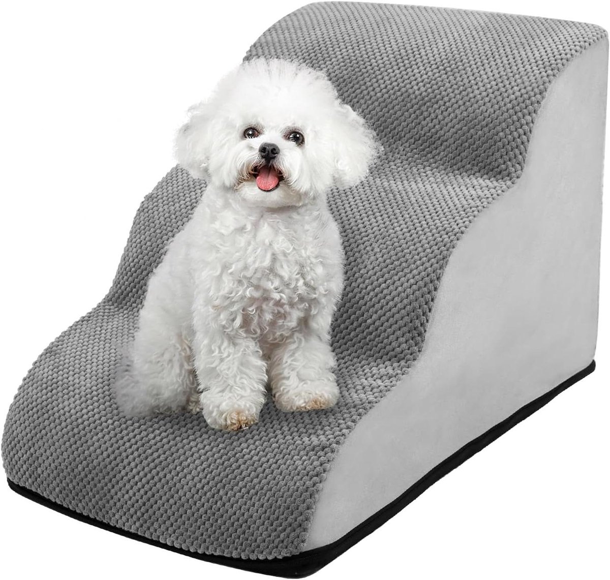 Huisdiertrap - Hondenladder - Hulp bij instappen - Traagschuim vulling - 60x40x40cm - Grijs