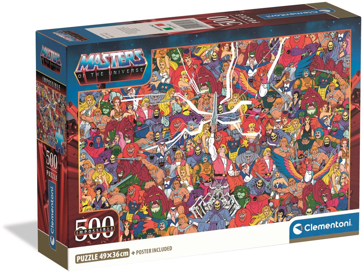 Clementoni - Masters of the Universe Impossible Puzzel 500 Stukjes - Moeilijke Legpuzzel Volwassenen - He-Man - Vanaf 14 Jaar