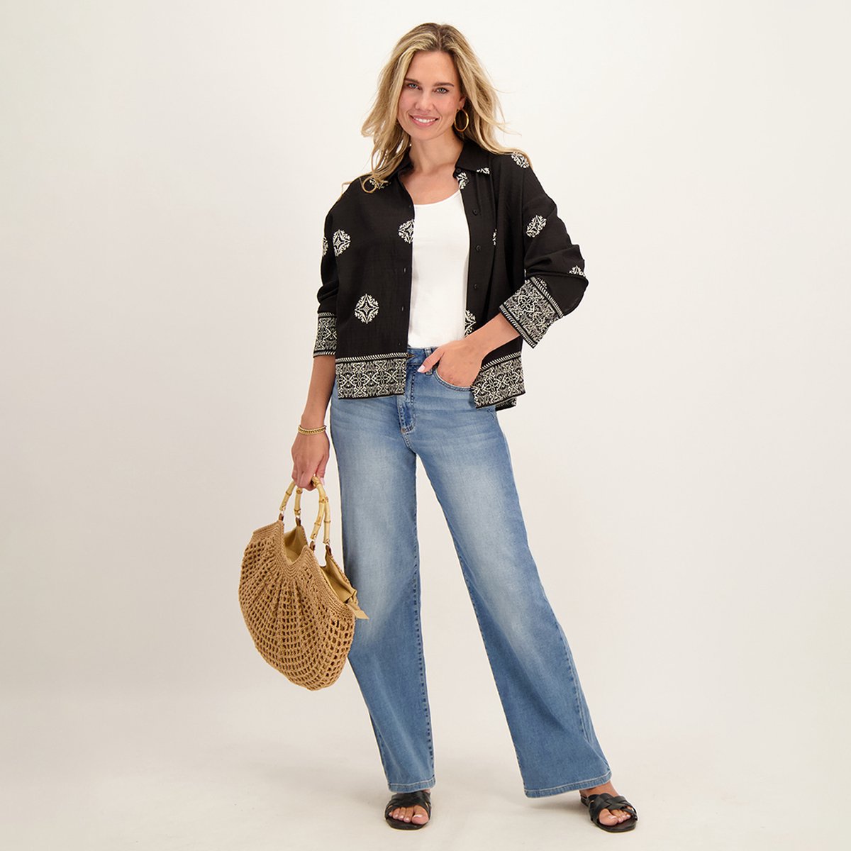 Je m'appelle Dames Blouse - Zwart - Maat S