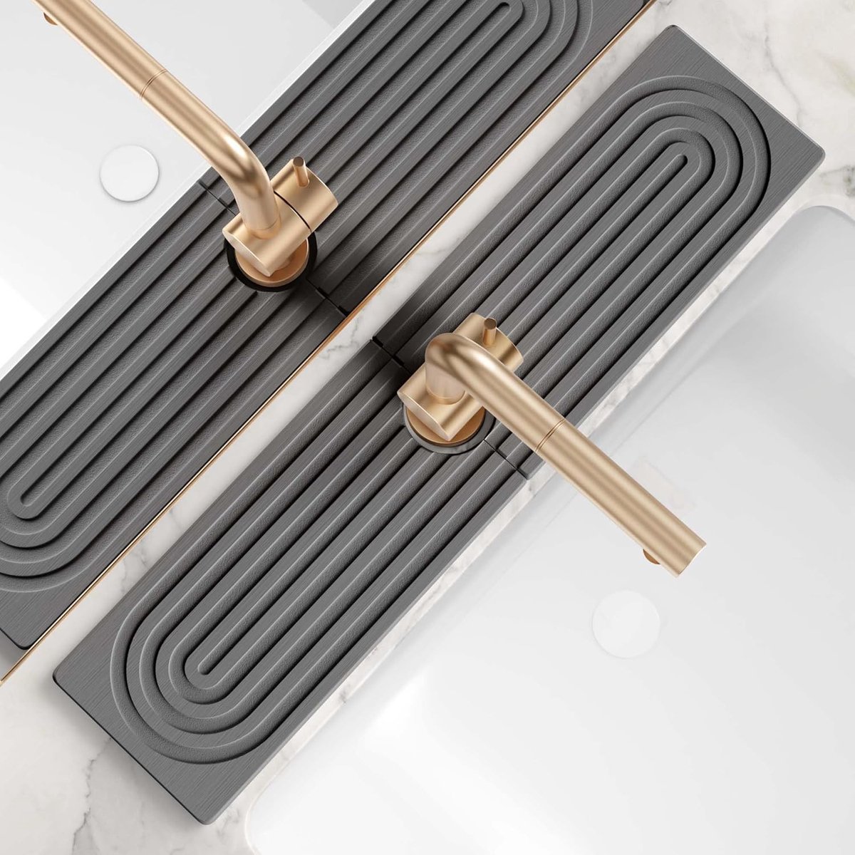 Large Faucet Mat for Kitchen Sink - Stone Drying Mat for Kitchen Counter, Diatomite Fast Drying Stone Sink Tray, Super Absorbent, Stylish Decor and Protector for Bathroom (Dark Grey, 40*10CM)