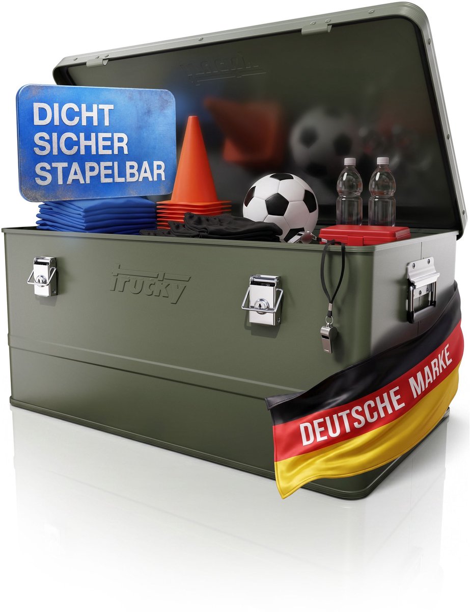 Aluminium kist met deksel – Selectie: Groen – Aluminium krat, transportkist, metalen kist, opbergbak – Afsluitbaar metalen krat – Trucky