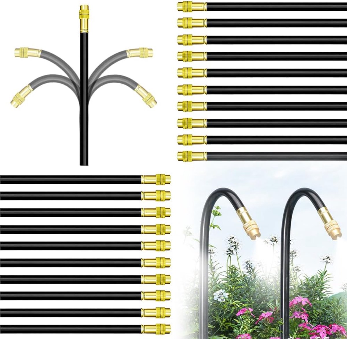 Spray nozzle 20pcs - Irrigatie nozzle 8mm - 20cm mist nozzle instelling - 360° aanpassing voor tuin - ShopVlot