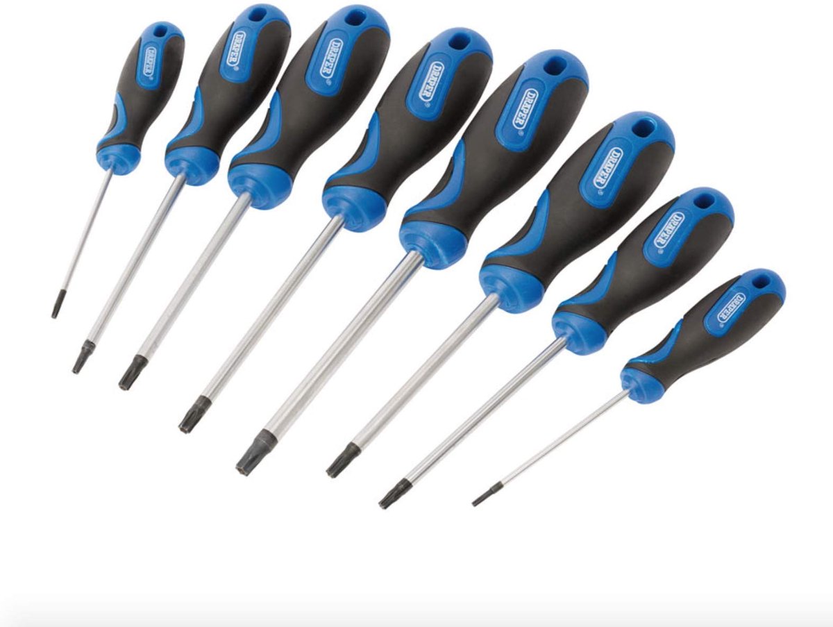 SnelShoppen - 8-delige Torx TRX Star Soft Grip Schroevendraaierset - Beveiligings- en Sabotagebestendig - Ideaal voor Klussen, Onderhoud en Technisch