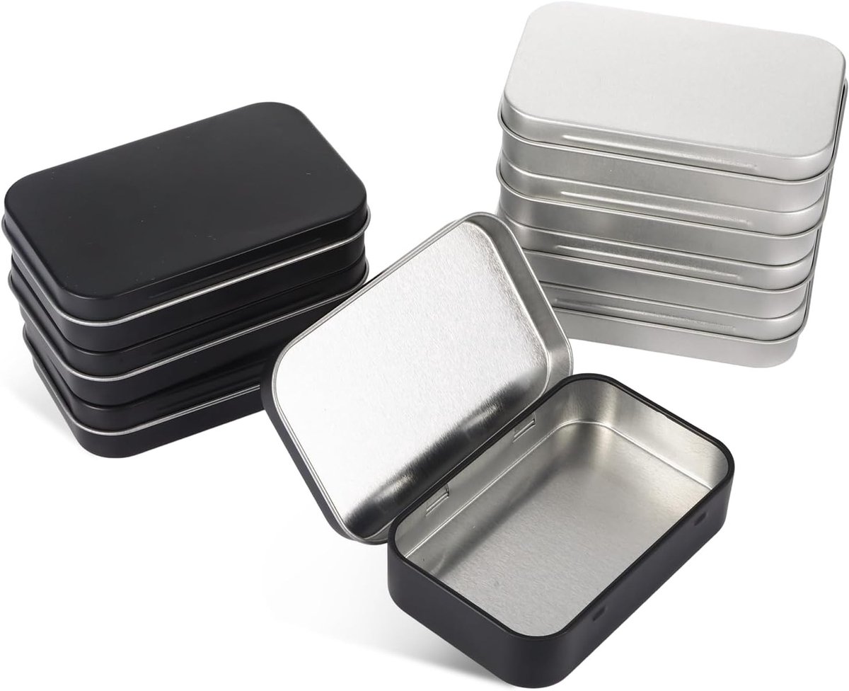 Set van 8 metalen opbergdozen met deksel, rechthoekige blikken voor kleine voorwerpen en opslag