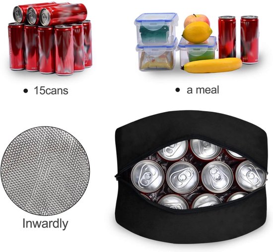 Lunchtas - Koeltas - Koeltasje - Thermotas - Draagtas - Picknicktas - Met aluminiumfolie binnenkant en waterafstotende stof, houdt eten warm en koud - Polyester - 23x12,5x19,5 cm - Voor werk, school en picknick - Grijs — afbeelding 3