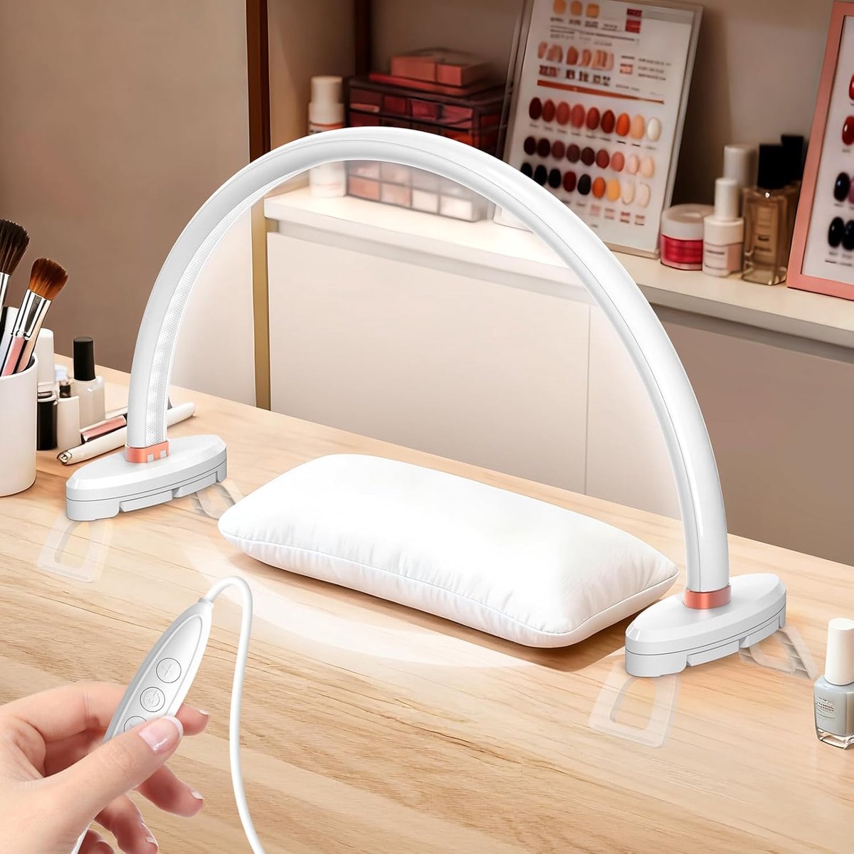 SnelShoppen - Halve Maanlamp Nagels 16 inch - Flikkervrije Manicure Lamp voor Nagelprothesisten - Helderheid 3000-6500K - Wit voor Professionele Nagel