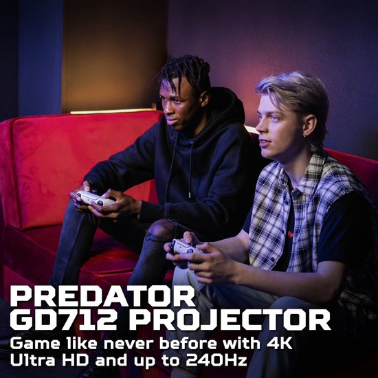 Predator, GD712, Zwart, Gaming LED Projector, 4K UHD, 1600 lm Brightness, 1.07 Billion Colors