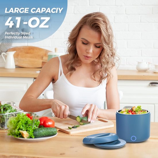 Elektrische lunchbox - Verwarmde broodtrommel - Warme maaltijd onderweg - 3-in-1 voltage opties - 12 liter capaciteit - Blauw — afbeelding 5