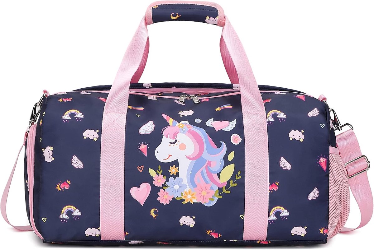 SnelShoppen - Sporttas voor Meisjes - Kindertassen - Reistas - Duffel - Zwemtas - Gymtas - Trainingstas - Klassieke Sporttas - Roze - 40L - Ideaal voo