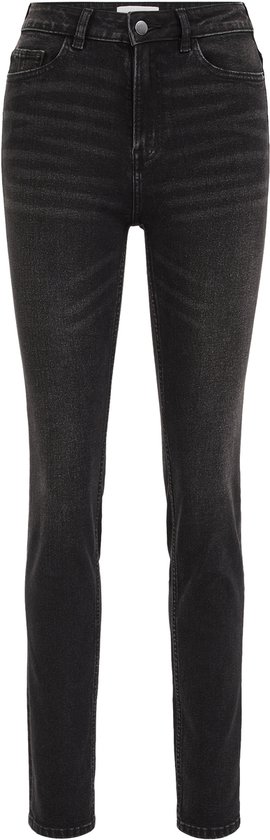 Zwarte slim fit jeans met een licht gedragen look.
