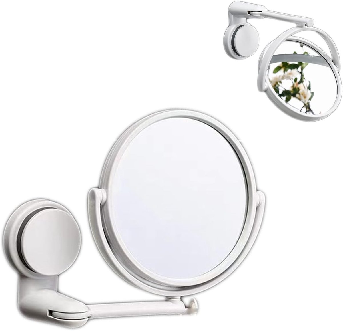 Vouwbare Badkamerspiegel met Zuignap, Ideaal voor Make-up en Verzorging in Badkamer, Kantoor en Studentenhuis