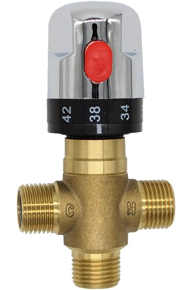 SnelShoppen - Thermostaat mengventiel 1/2 inch - Thermostatische mengklep voor wastafelkraan, douche en mixer - Hoogwaardige mengkraan ventiel - Perfe