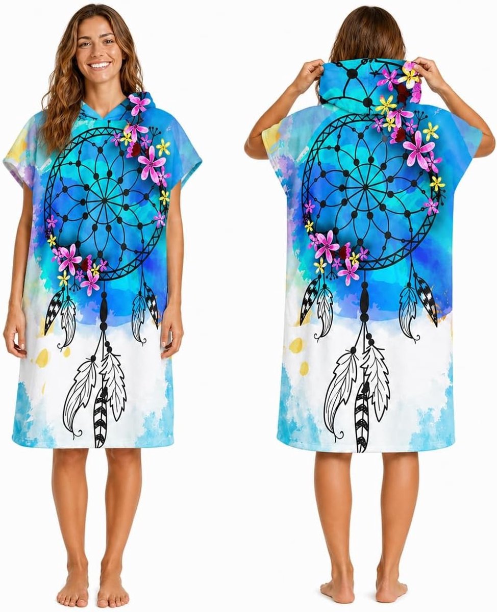 Sneldrogende Microvezel Surf Poncho met Kap - Ideaal voor Strand, Zwemmen en Verandering voor Volwassenen L